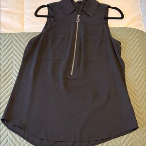 Express Black Sleeveless Blouse with Zipper